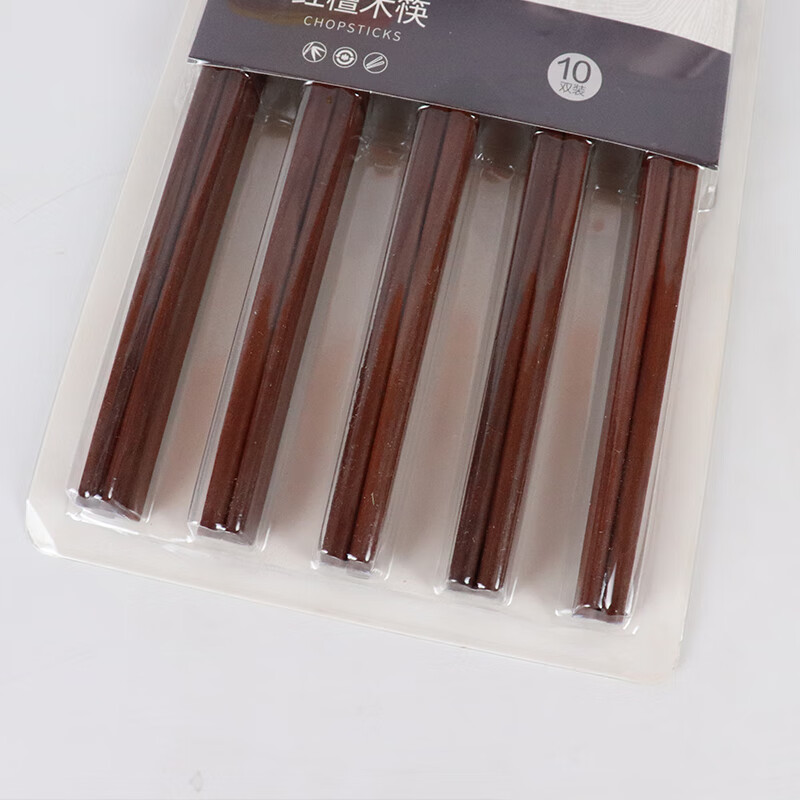 味老大家用10双装天然木材自然木种无漆耐腐蚀24.5*0.8*0.45cm红檀木筷
