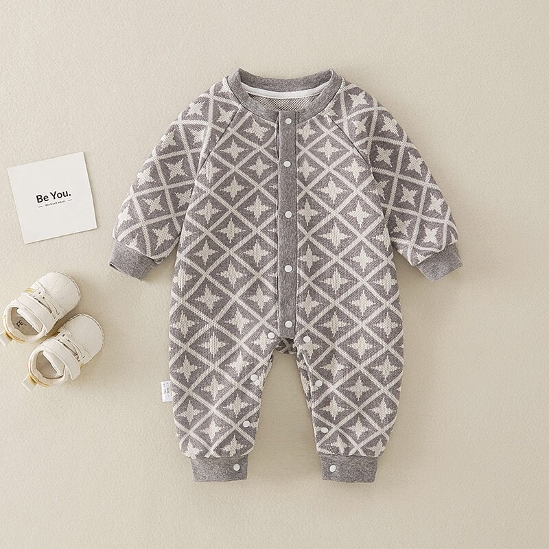 米米婴儿连体衣秋季0一6个月宝宝衣服儿童针织哈衣男女童休闲外出毛衣