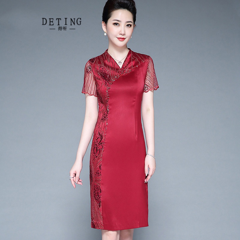 结婚宴装时尚礼服婚礼妈妈礼服年轻洋气时尚婚庆新娘母亲高端连衣裙