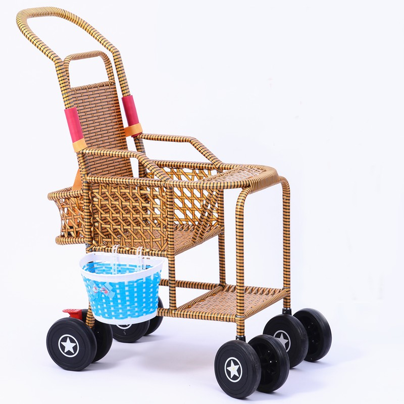 c h)婴儿推车夏季竹藤椅推车夏天轻便竹编藤条藤编儿童宝宝小孩手推车