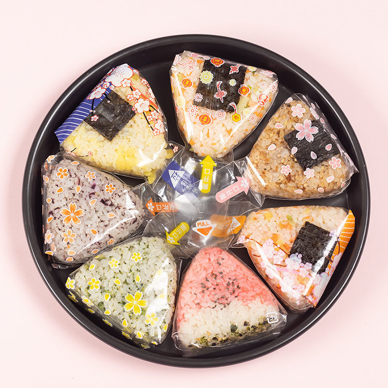 饭团包装袋日式三角饭团100只装易撕口一次性防雾可加热方便携出游带