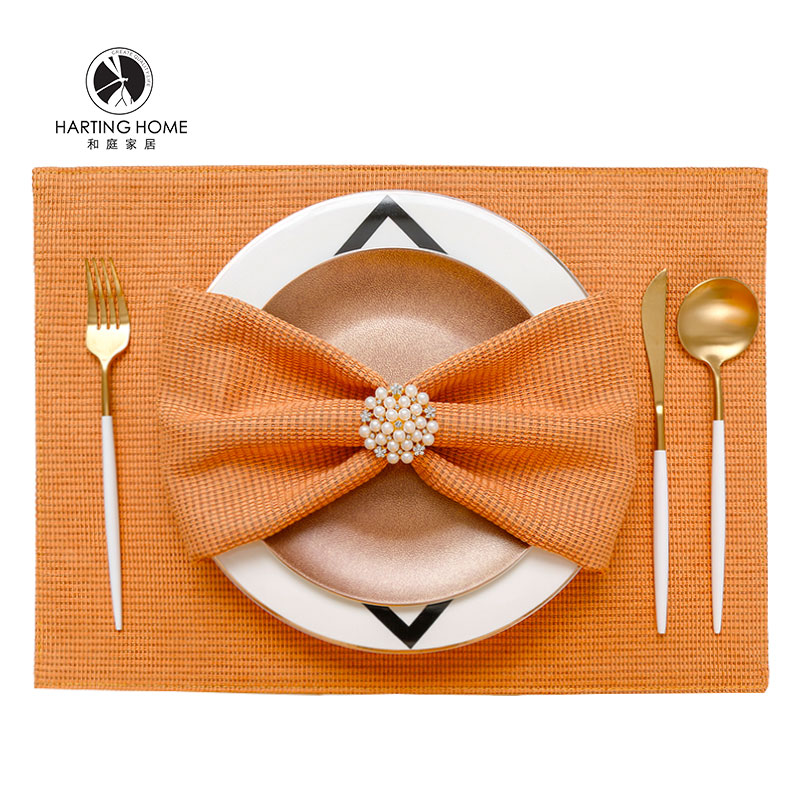 扣环餐巾北欧橙色轻奢酒店围脖子口布折花擦杯布不掉毛西餐巾布餐扣环