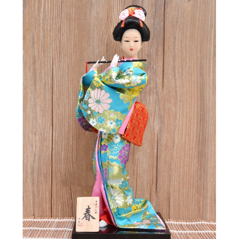 【曲美思】日本艺伎人偶12寸人形手工绢人和服娃娃木偶工艺品日料店