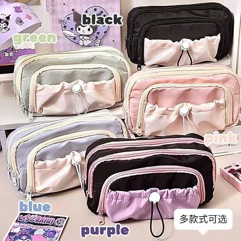 笔袋大容量小学生初中生闺蜜笔袋高颜值抽绳女生男生新款简约笔袋 【抽绳开窗-5层】薰衣紫