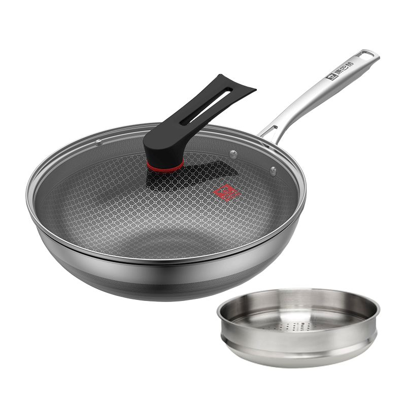 ���ͺգ�KBH������304�����˫�������Ѳ�ճ���˹�����ƽ�׼峴�����¯ȼ���� ˫����ѹ�+���� 32cm