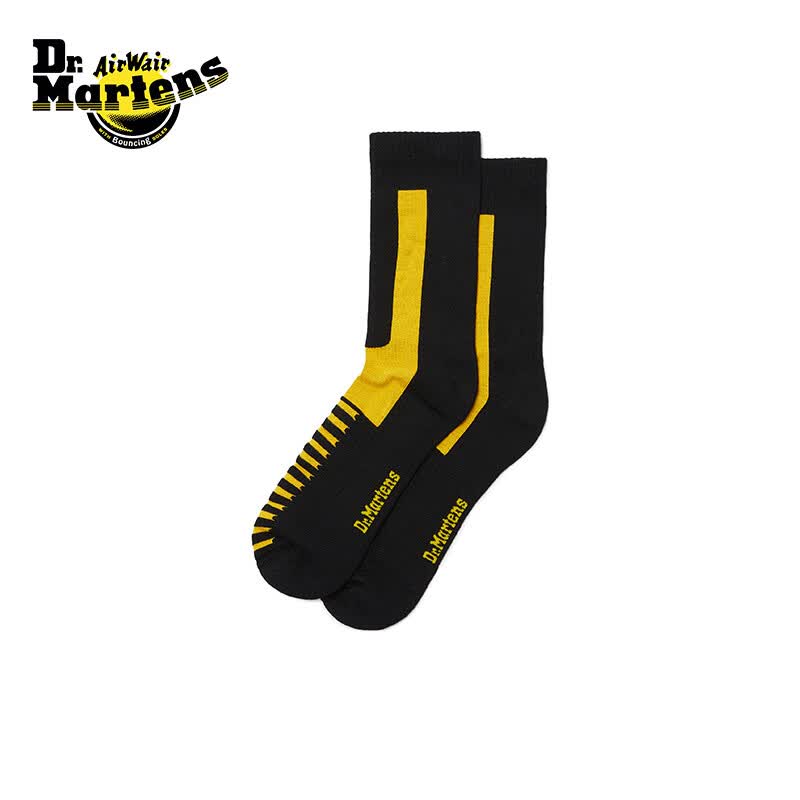 马丁博士（Dr.Martens）Double Doc Sock夏季透气舒适百搭黑色女袜子 黑色 S-M