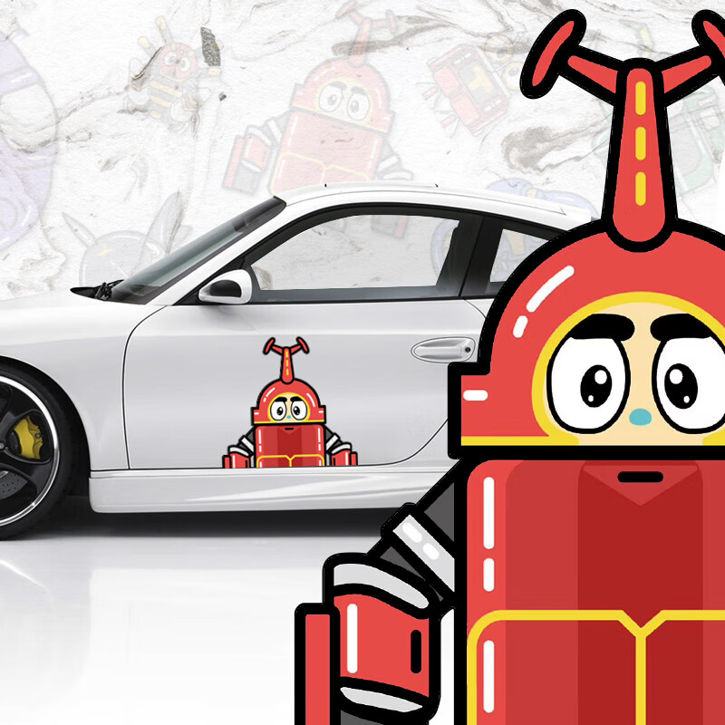 铁甲小宝卡布达汽车可爱卡通车贴车门趣味创意划痕遮挡车身贴纸 大卡