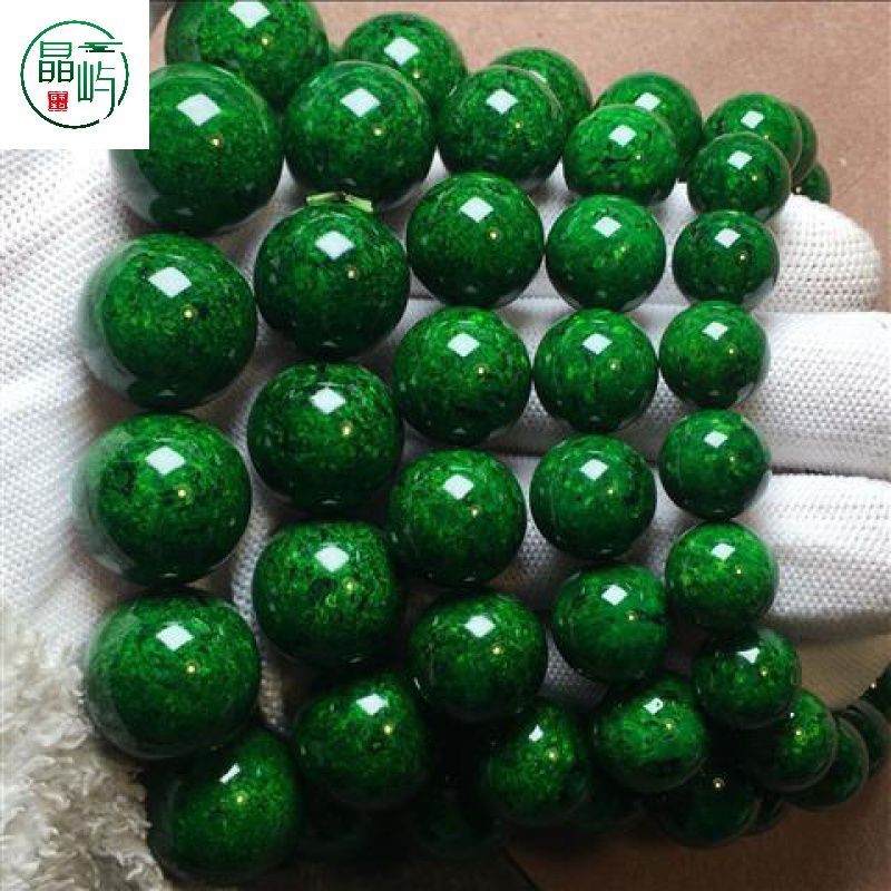 晶屿古法工艺二代虬角手串男女圆珠手链高端古法绿色饰品 12mm手串18