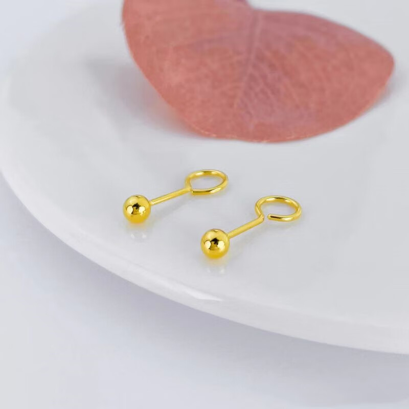 YINXIANGRONG黄金耳钉女足金999圆球光面耳饰金耳钉豆豆送女友生日礼物 3mm圆珠光面约0.155g/单只支持多退少补