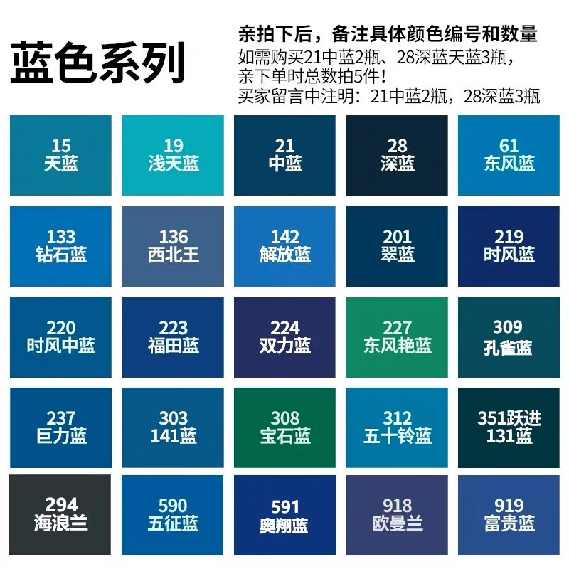 喷漆家具汽车摩托车电动车金属色黑色油漆灰色手喷漆hxm5637 蓝色系列