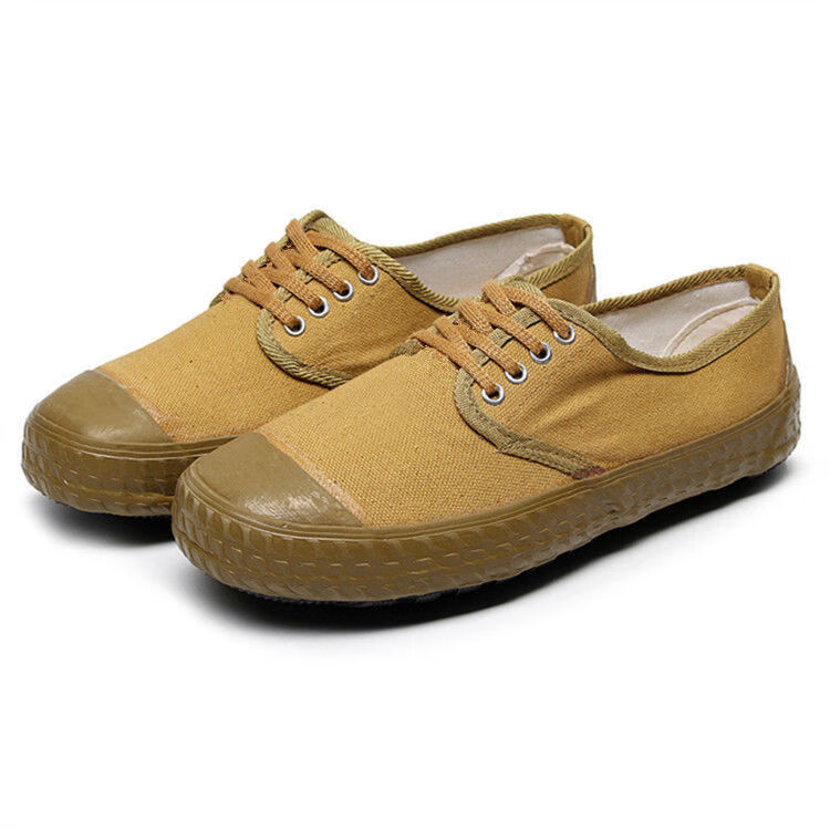 路林狼老式鞋姜黄色胶鞋环卫保洁黄绿色女男干活帆布工矿劳保鞋 黄色