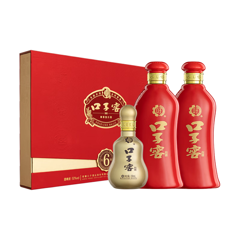 口子窖 六年型 兼香型白酒 50度 550ml*2瓶 礼盒装【容量升级】