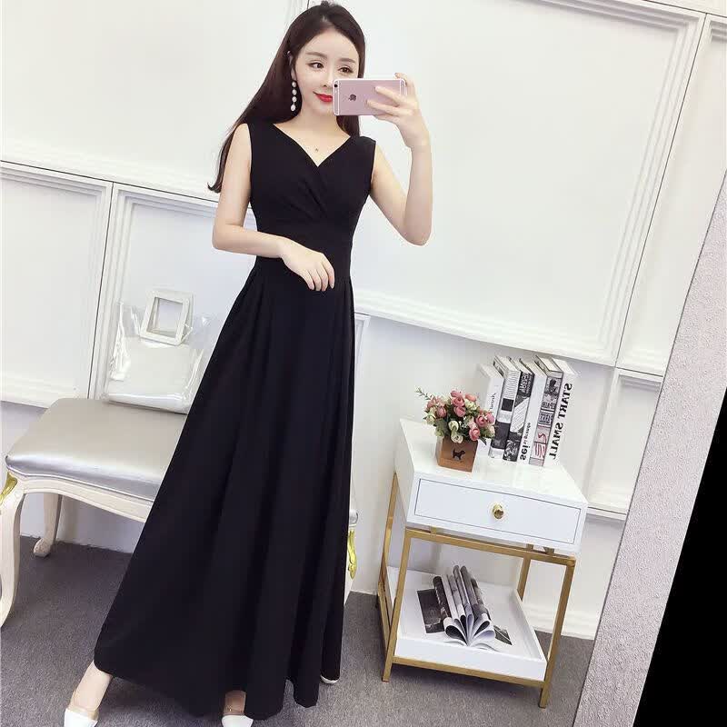 顿冉晚礼服女2023新款平时可穿敬酒服新娘红色v领长款显瘦气质连衣裙 黑色 2XL高性价比高么？
