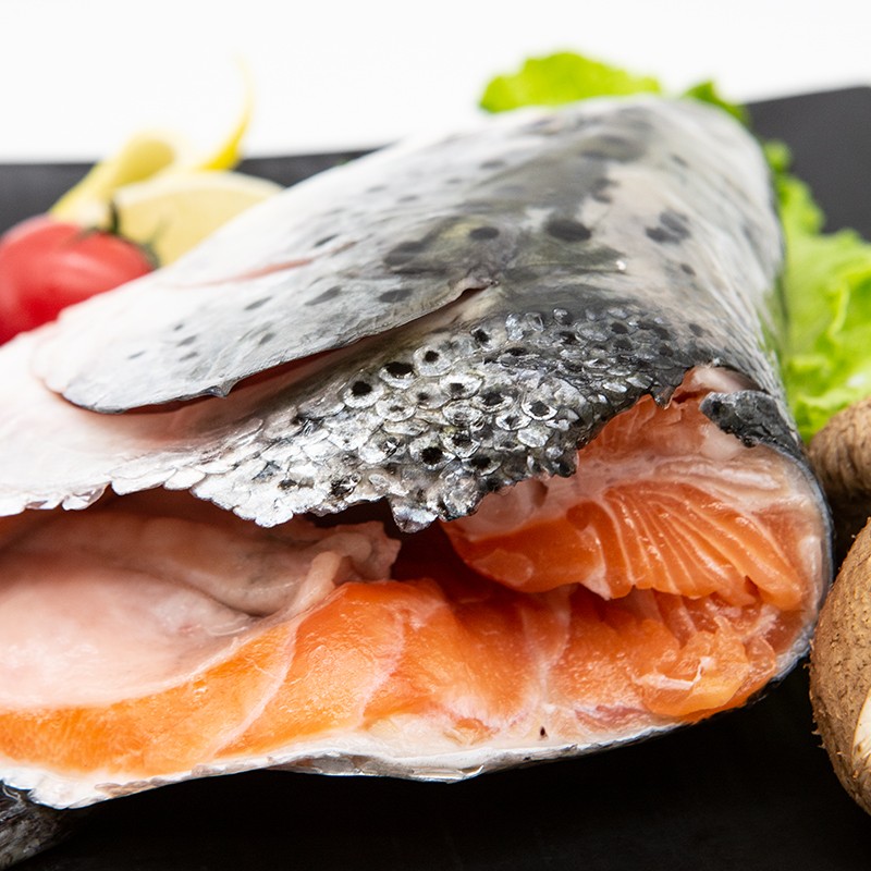 盒成多肉去腮三文鱼头大西洋鲑鱼头800g含2个独立包装煲汤烧烤食材bap