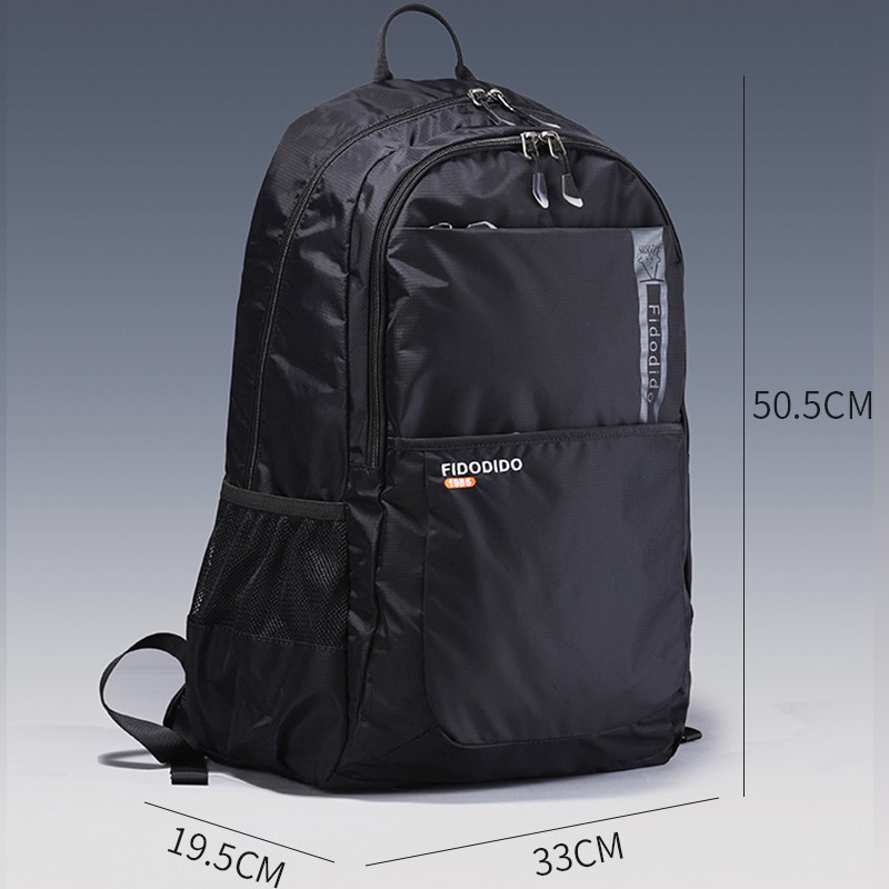 菲都狄都时尚休闲男轻便背包牛津纺大容量多功能旅行布包双肩包 黑色1706-5