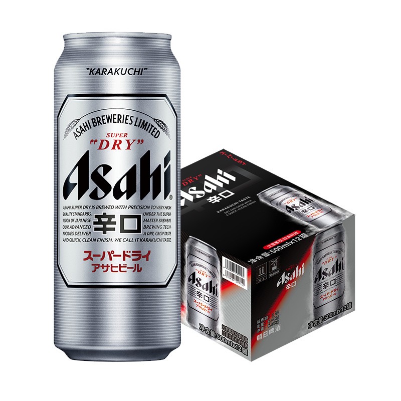 【Asahi朝日啤酒】Asahi朝日啤酒超爽啤酒500ml*12罐听装 整箱啤酒国产黄啤酒