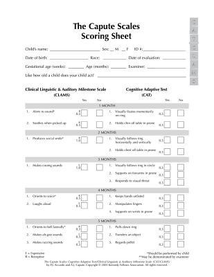 预订 the capute scales scoring sheets