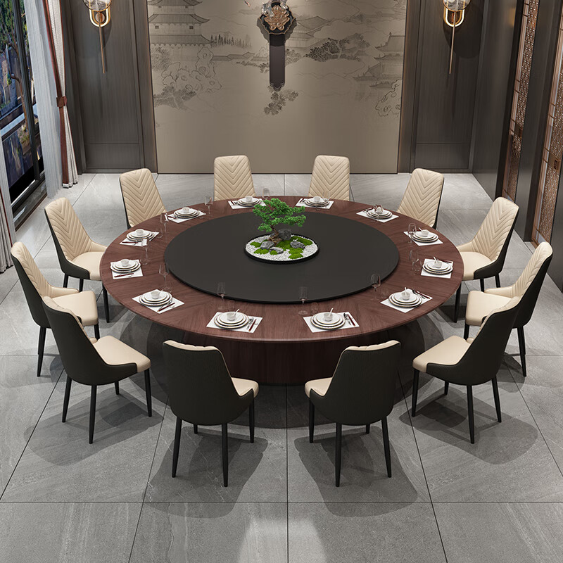 大圆桌家用15一20人 酒店电动餐桌大圆桌岩板转盘15人20人30人 1.