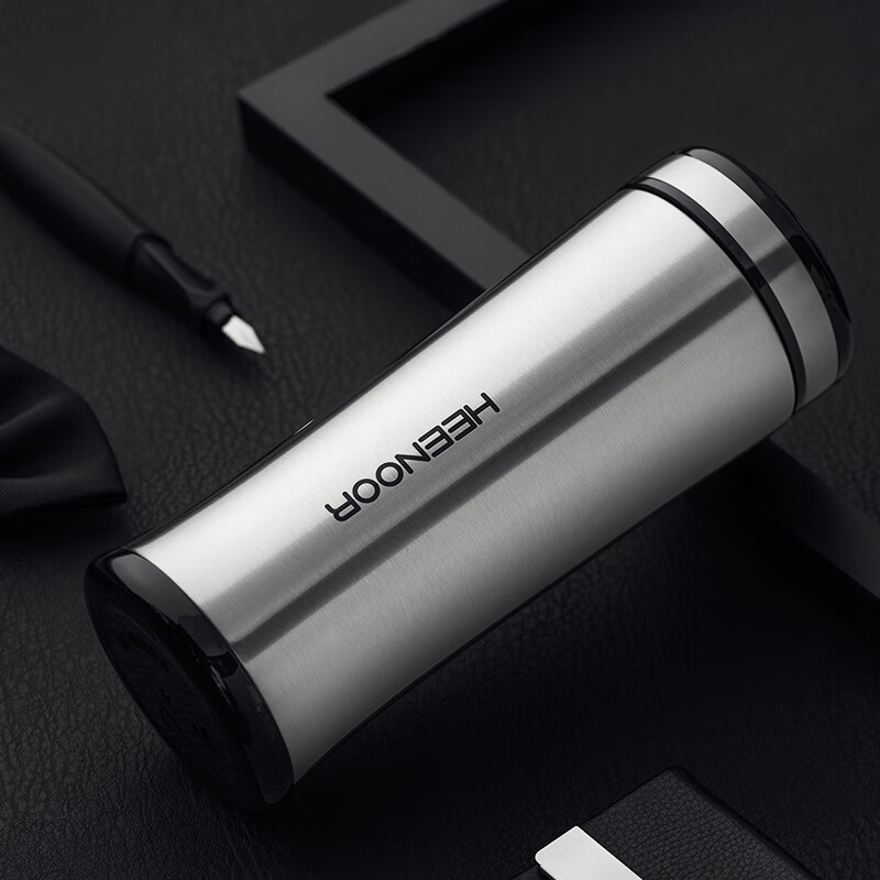 希诺（heenoor）保温杯真空不锈钢男女士办公茶杯可爱时尚情侣水杯子 320ml 深蓝色xn-8657 矮款 送杯