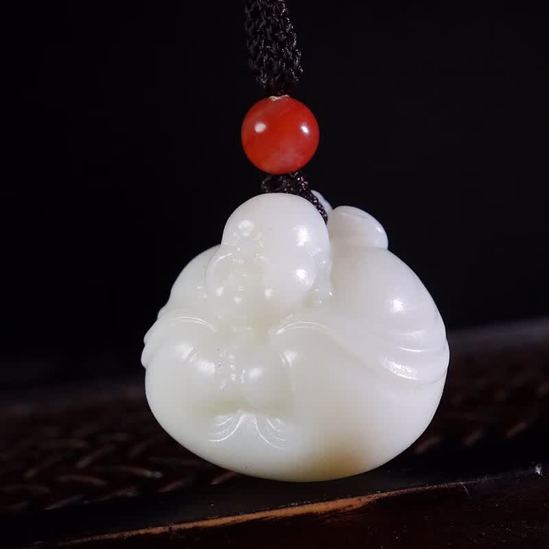 和田玉 一团和气 尺寸:20x22x16mm 重量:11g 含绳 带证书