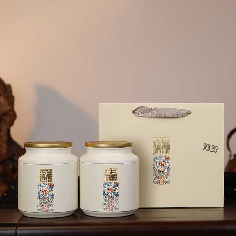 溥畔德國(guó)進(jìn)口品質(zhì)茶葉罐精品雕金鐵罐包裝罐茶葉儲(chǔ)存白茶馬口鐵散罐子 110矮白色雙罐配袋 約裝半斤