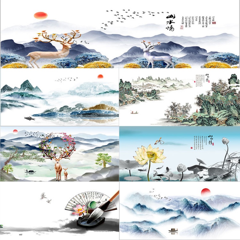 卉双鱼缸背景纸画鱼缸墙纸背景纸高清图3d立体鱼缸壁纸水族箱山水画