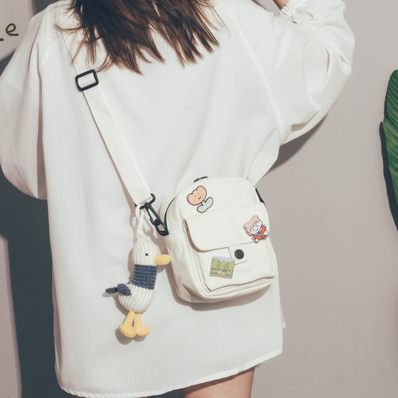 背的可爱小包包女2021新款ins日系原宿学生百搭帆布斜挎包少女单肩包