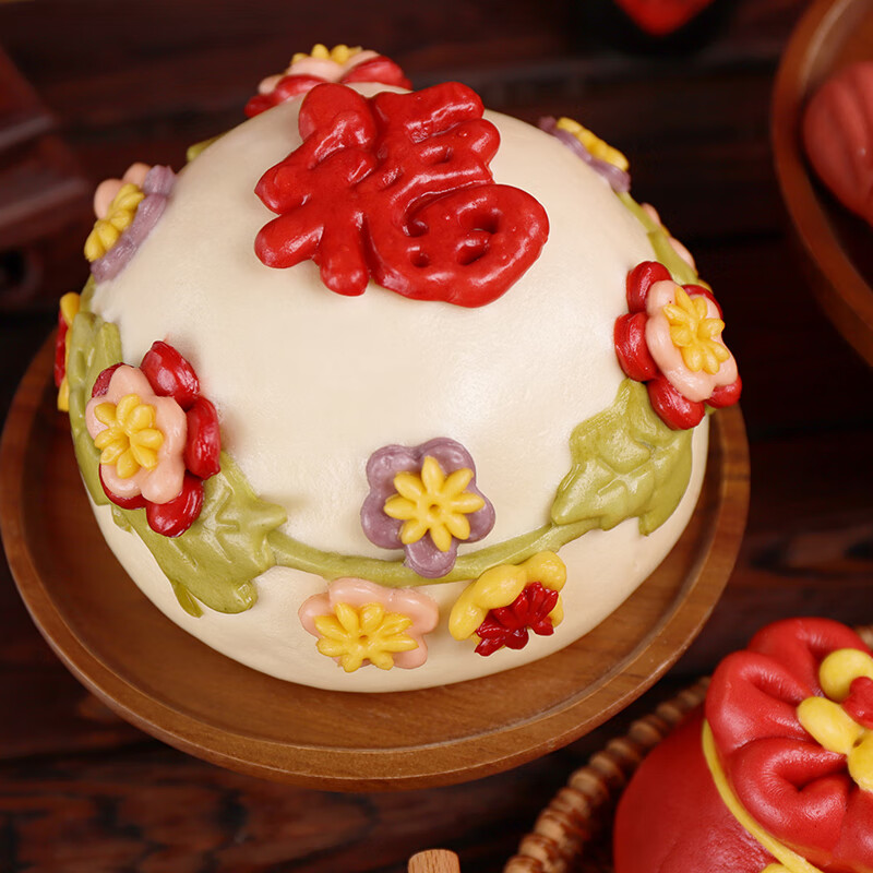 优膳坊(youshanfang)胶东花饽饽锦鲤喜馒头寿桃宝宝抓周百天醒狮生日