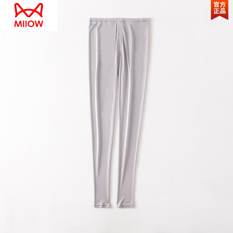 貓人（MiiOW）桑蠶絲男士雙面針織真絲秋衣秋褲內(nèi)衣套裝長(zhǎng)袖打底衫打底褲 加厚150g-灰色-褲子 XL