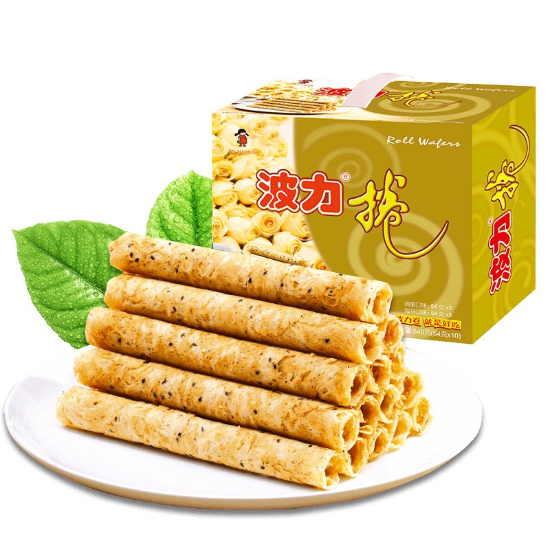 波力海苔 波力卷 鸡蛋味 海苔味 蛋卷饼干糕点 中秋送礼礼盒 540g/盒