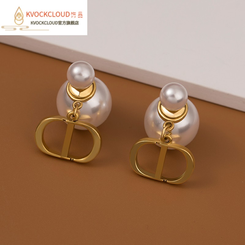 kvockcloud*d家高级感cd耳环女气质法式复古耳钉2021年新款潮欧美仿