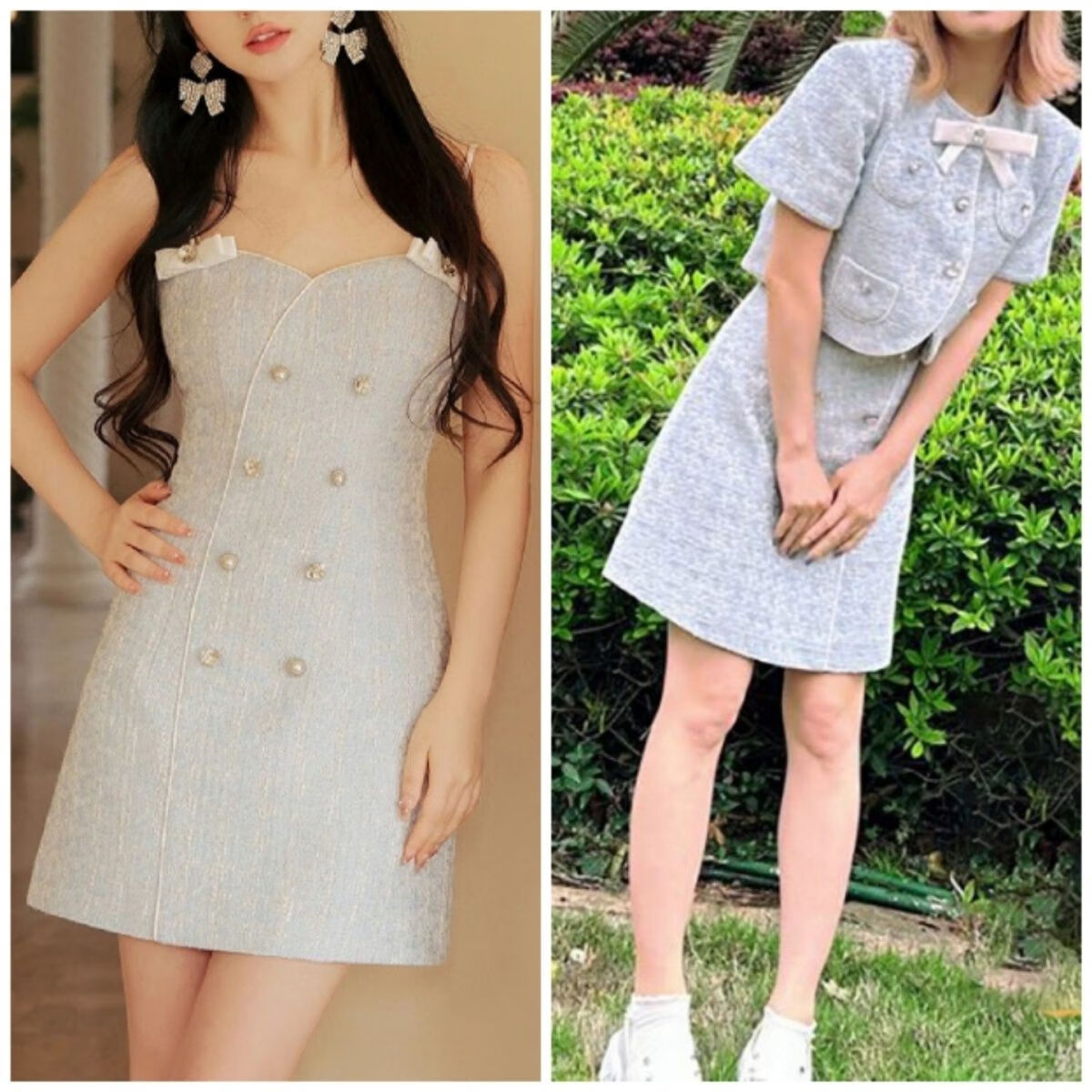 衡曾美依礼芽同款5036j美依礼芽小香风短气质蝴蝶结吊带裙小个子 外套