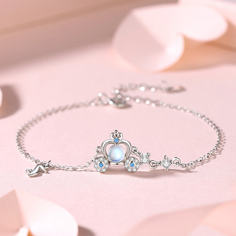 韩生生南瓜车水晶鞋手链女少女ins风小清新手环月光石手饰 南瓜车手链