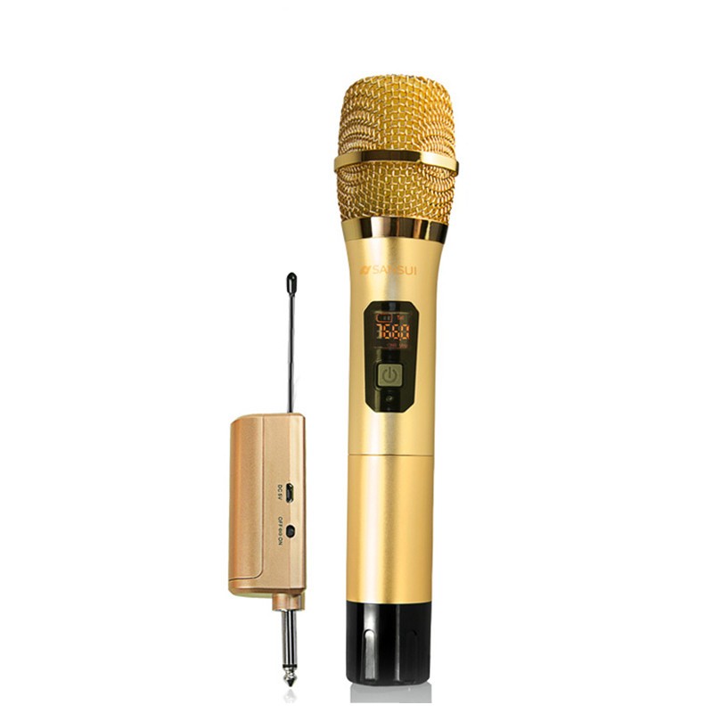 喜普万能无线话筒 16无线话筒家用唱歌歌通用麦克风段舞台 金色