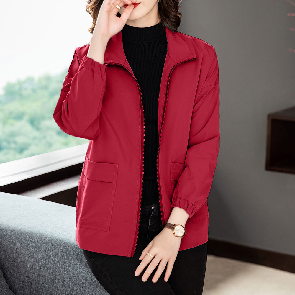 加绒不加绒外套女短款秋冬新款中年女士秋装上衣中年ma妈休闲夹克衫sn