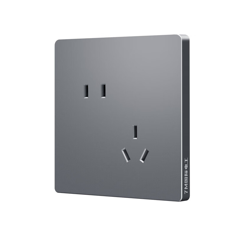 7M国际电工开关插座面板家用86型暗装灰色五孔二三插usb电脑插座三孔空调 一开五孔单控