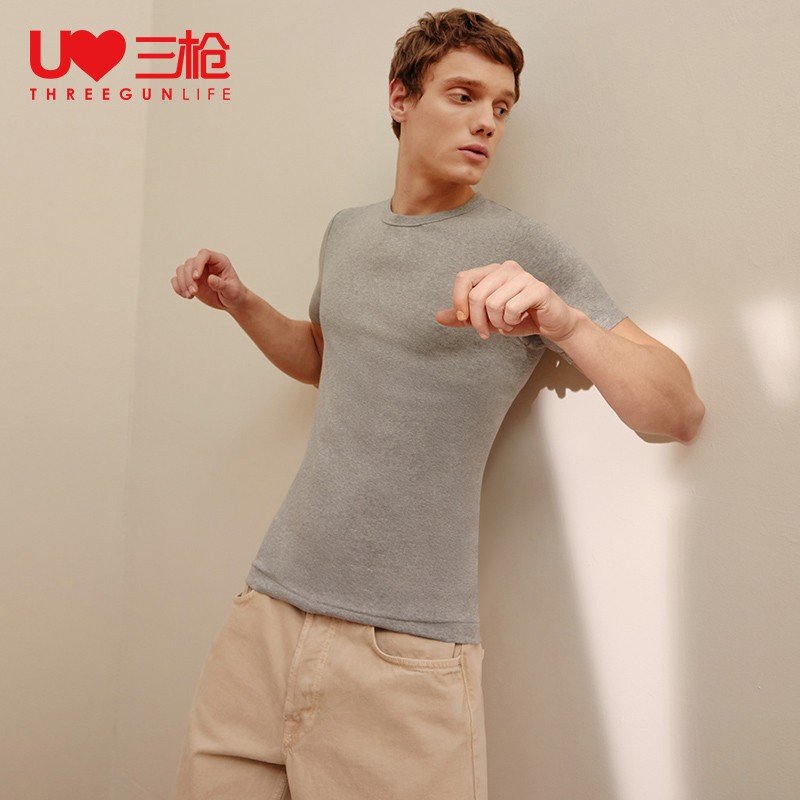 三枪(threegun) 三枪老头衫纯棉短袖打底透气运动汗衫内衣中老年t恤男