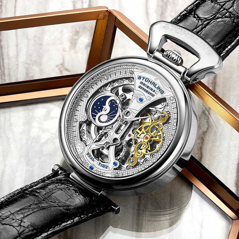 施图霖(stuhrling)施图灵原装进口欧美镂空全自动男士机械手表送个