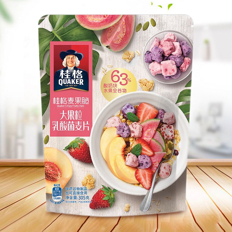 百事食品 桂格（QUAKER）麦果脆 大果粒乳酸菌麦片 水果