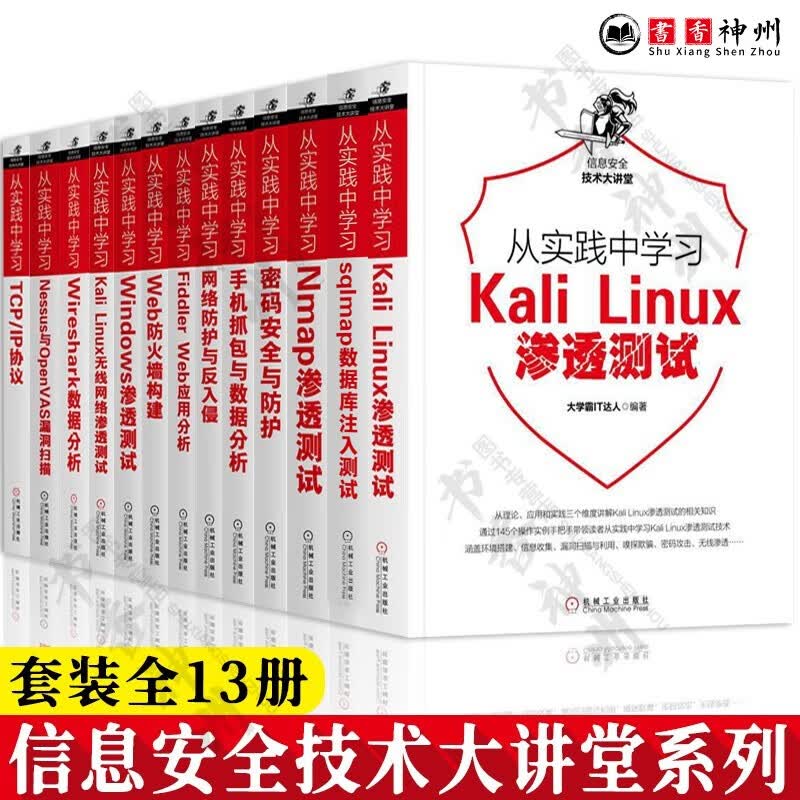 从实践中学习Windows+Web+Kali Linux网络扫描+TCP IP协议+sqlmap数据库注入测试+渗透测试 网络漏洞渗透测试 全13册