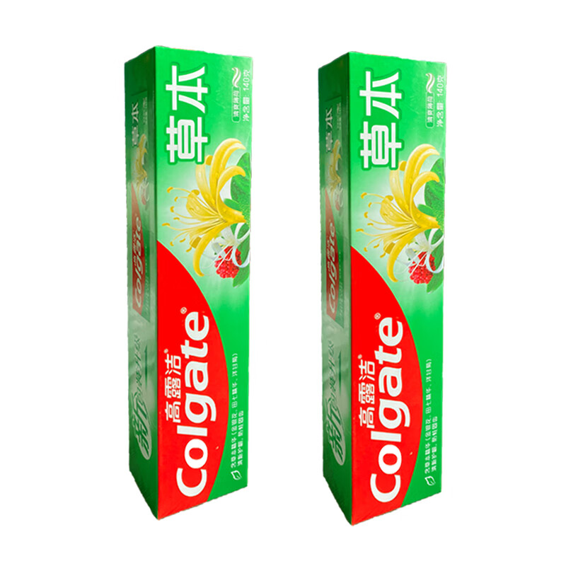 高露洁高露洁草本牙膏家庭装 清新口气异味口腔清洁蛀牙成人官方正品 草本140g*2支
