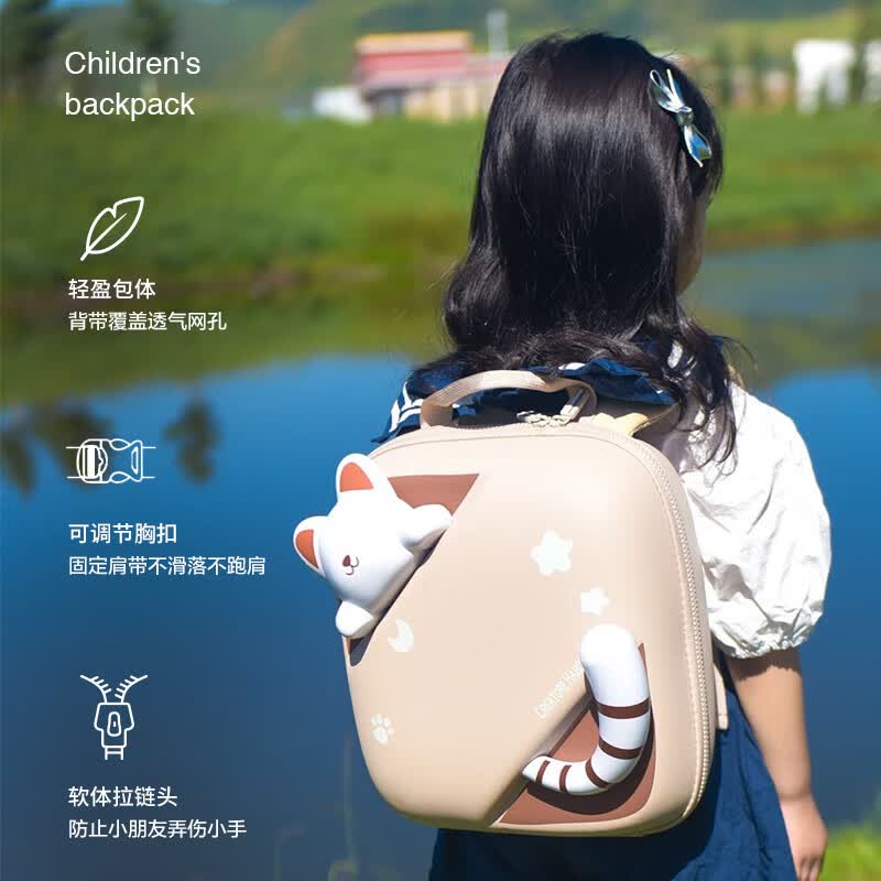 CREATURE HABITS幼儿园书包大班男孩轻便双肩包大容量儿童书包3-6岁女孩生日礼物 顽皮猫-橙色 3-8岁幼儿/小学1-3年级