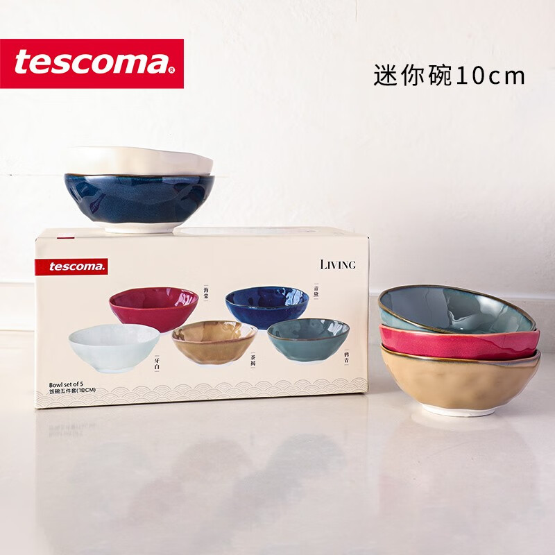tescoma 窑变釉彩陶瓷碗 微波炉适用饭碗面碗 饭碗5件套（10cm）