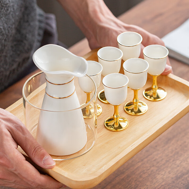 中式温酒器酒杯热酒暖酒烫酒壶家用陶瓷仿古黄酒烈酒白酒酒具套装上下