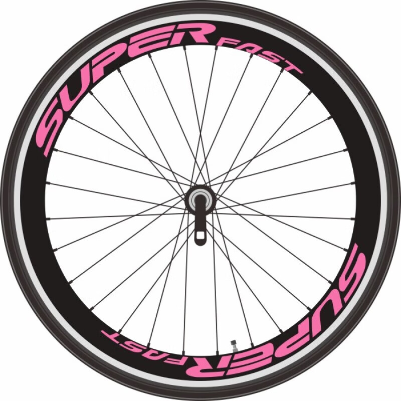 泊威尔碳刀轮组贴纸公路车自行车轮组贴纸公路车反光贴山地单车轮 粉红色 亮粉