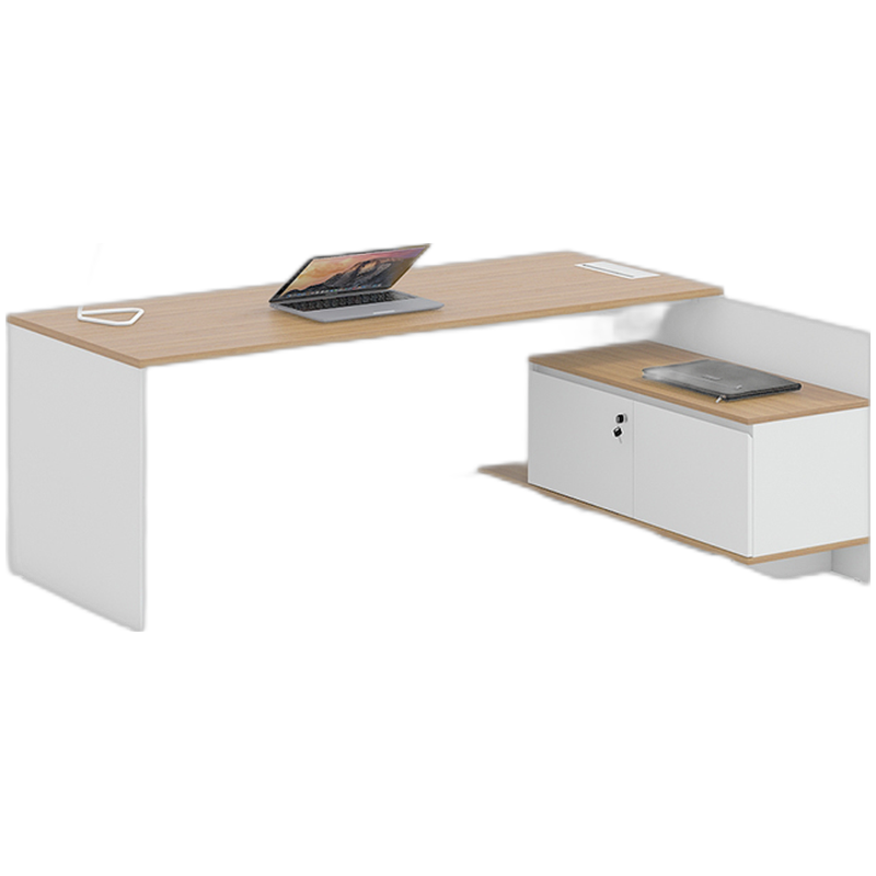 圣奥(sunon)然之趣办公室家具老板总裁主管经理桌大班台简约现代商用桌子 黄色2米双层柜