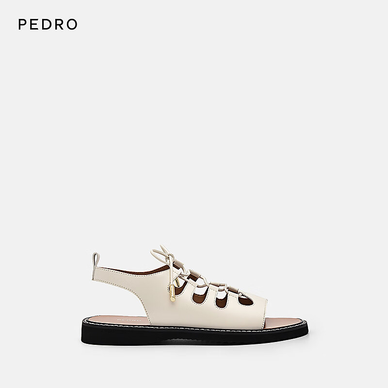 Pedro凉鞋24春季新款平底绑带露趾女士凉鞋PW1-65110075 Chalk粉白色 38