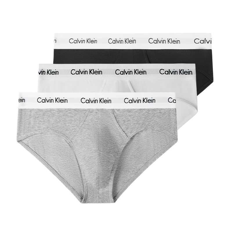 Calvin Klein CK男士时尚舒适三角内裤 3条装 0000U2661G 黑白灰-三角款 XL 