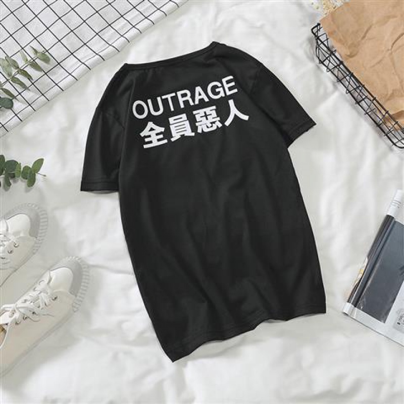 贝吉棋全员暴富港风t恤印花打底短袖t恤男女情侣装全员恶人衣服宽松