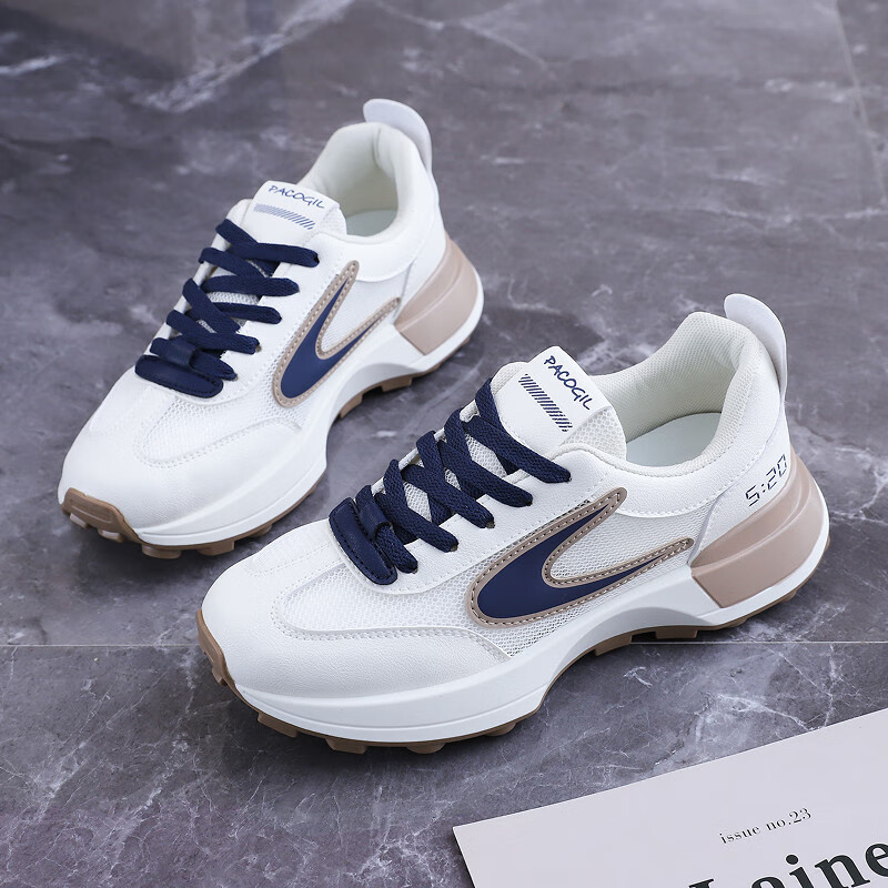 FSAT小蛮腰阿甘鞋女夏季薄款老爹鞋透气单网面休闲运动厚底百搭小白鞋 米兰 40